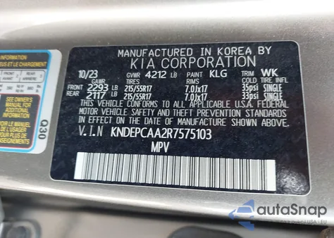 2024 Kia Seltos Lx из США, поврежденный, VIN KNDEPCAA2R7575103